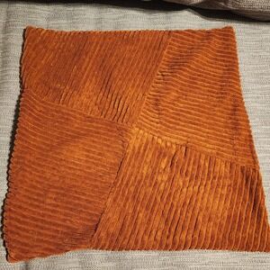 Stylish 18x18 Throw Pillow Covers w/Soft Orange Patterned & Faux Leather